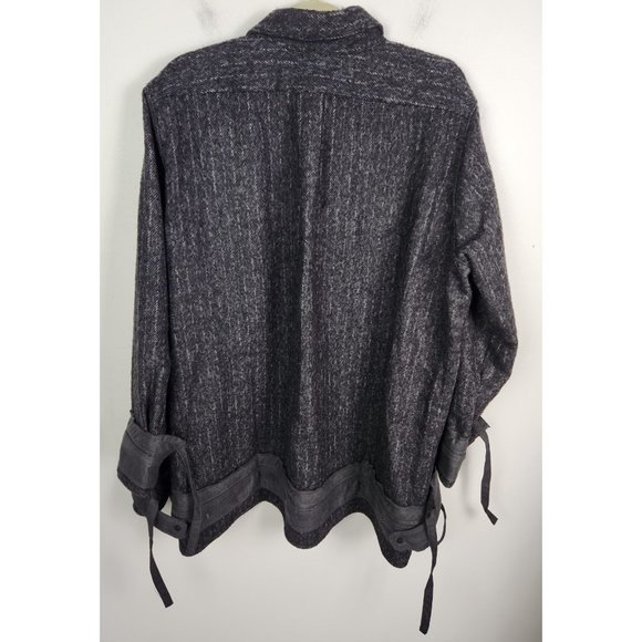 JNBY Women's Sz. XL Grey & Charcoal Button Up Wool Blend Shirt Jacket NWT - Picture 6 of 7